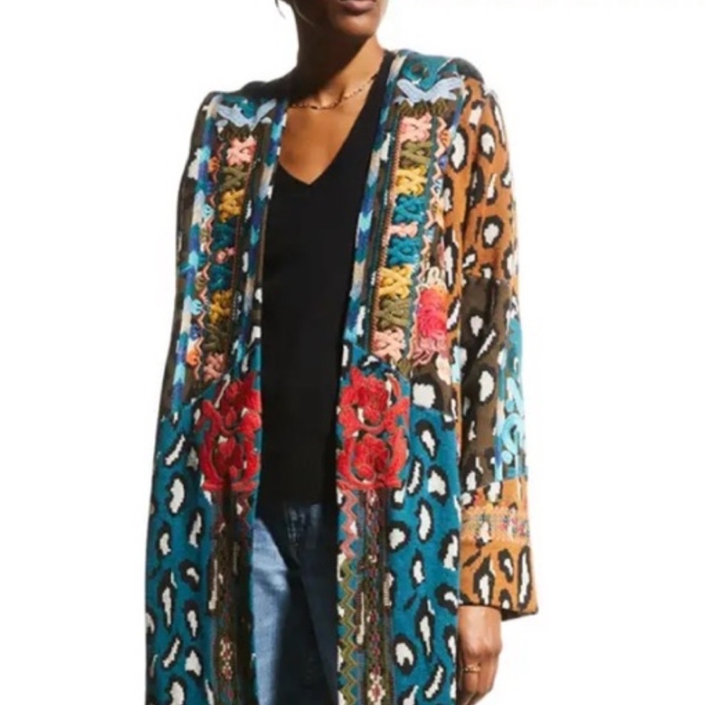 NWT! Johnny Was greta hooded patchwork duster jacket  by size xsmall